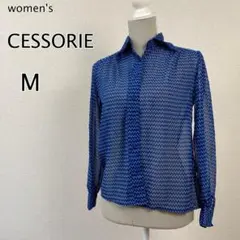 CESSORIE セサリー レディース シアー素材 ブラウス 長袖 青