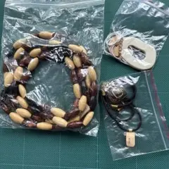 木製ビーズネックレスとペンダントセット