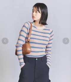 BEAUTY&YOUTH ランダムリブ クルーネック ニット ウォッシャブル