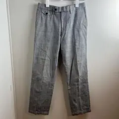 UNIQLO メンズ スリムフィット チェックパンツ グレー S