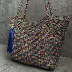 極美品 cooco B5対応 メタリック柄編みトートバッグ