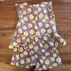 紫に黄色い花柄　セットアップ