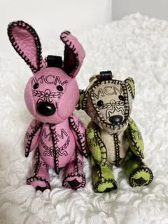 MCM キーホルダー チャーム くま うさぎ ベア ラビット 2体セット