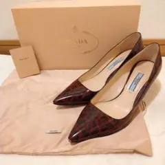 PRADA プラダ パンプス 36 23cm ヒョウ柄 赤/黒