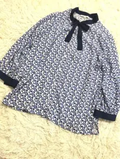 【美品】ナラカミーチェ　ボウタイリボン七分袖ブラウス　シャツ　1 M