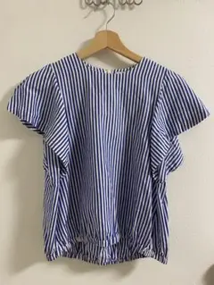 IÉNA 青と白のストライプブラウス 半袖
