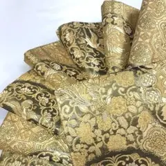 袋帯 佐賀錦 キラキラ 金 黒 正絹 美品 かっこいいテイスト