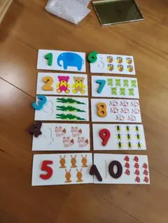木製数字パズル 1-10 数字と動物