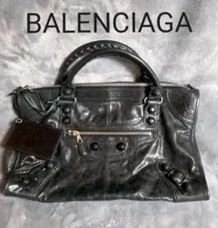 美品 人気色 BALENCIAGA ブラック シティバッグ