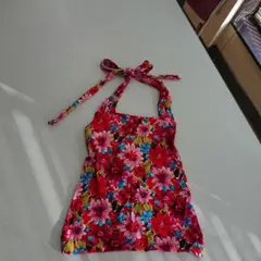 花柄結びホルターネック