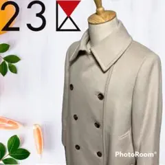 大きいサイズ48 23区 アンゴラ混 ピーコート ウールベージュ