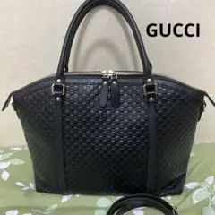 【 美品】GUCCI マイクロ GG シマ レザー ショルダーバッグ 2way