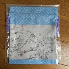 鳥獣戯画 ✕ SNOOPY 巾着A（青）