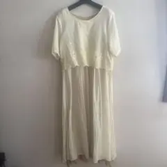 アイボリー 刺繍入り 半袖ロングワンピース インド製