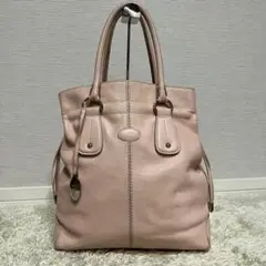 ✨希少✨トッズ オールレザー チャーム トートバッグ ステッチ ピンク