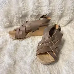 BOSABO ベージュレザークロッグサンダル 23cm MADEINFRANCE