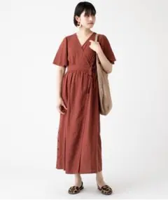 mystic 麻レーヨンカシュクールワンピース