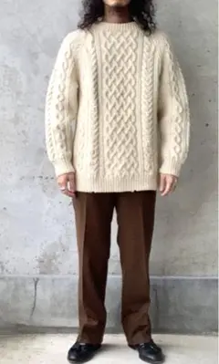 vintage フィッシャーマンセーター アランニット ivory
