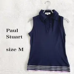 Paul Stuart ネイビー ノースリーブポロシャツ M