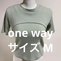 one way M リブ編み ミントグリーン 半袖トップス