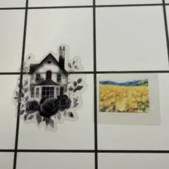 家と風景画のステッカーセット