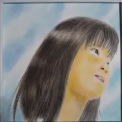 【匿名配送】絵画 手描きイラスト 「夏の終わり」 正方形額つき
