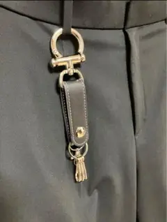 ブラックレザーキーホルダー・キーリング