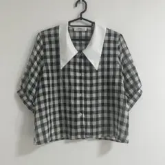 美品◎ギンガムチェック柄トップス　ブラウス