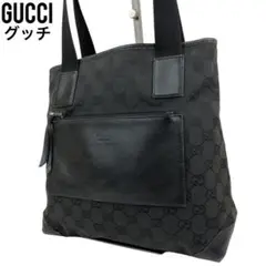 ✨良品✨ GUCCI グッチ トートバッグ GG柄 キャンバス レザー ブラック