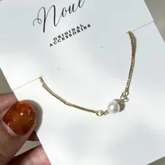 一粒コットンパールのスライダーブレスレット