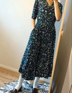 Vintage フラワーシャツワンピース