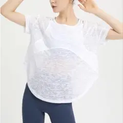 【新品未使用】ホワイト ルーズフィット ヨガTシャツ L