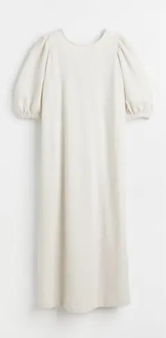 【H&M/エイチアンドエム】美品⭐︎ワッフルジャージーワンピースパフスリーブ　白綿