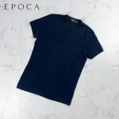 美品 EPOCA UOMO スキッパー刺繍Tシャツ 黒 サイズ46*CD13