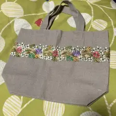 小さい手提げ　インド刺繍リボン