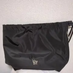 【値下げ】ローリーズファーム黒ポリエステル巾着バッグプレゼント袋付