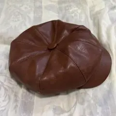 ブラウン 合成皮革 キャスケット