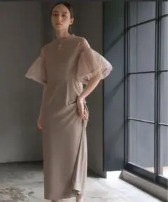 美品◆GIRL バルーン袖 ドッキングIラインドレス 結婚式 オケージョン2L