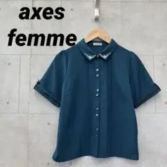 axes femme アクシーズファム ブラウス レディース M 青緑
