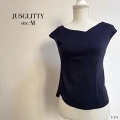 JUSGLITTY カットソー ブラック ノースリーブ Mサイズ トップス