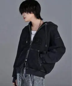 ADRER ジップアップパーカー　ブラック　S