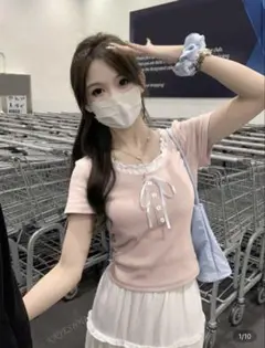 SHEIN 半袖トップス ガーリー ブラウス 64698584