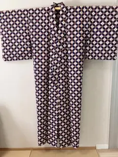 小紋 着物 ネイビー 花柄