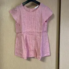 東京スタイル　リネン ピンク プリーツ 半袖シャツ