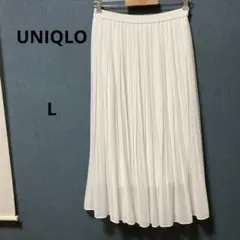【未使用品】ユニクロ　ハイウエストシフォンプリーツスカート　ホワイト　L