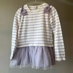 anyFAM 1〜2回使用　パープルボーダーレースロンＴ　140㎝