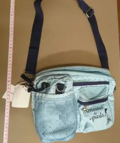 pom ponette 水色ドットショルダーバッグ