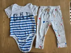 【再値下げ】GAP ストライプロンパース/ペイントパンツセット 18-24ヶ月