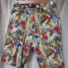 花柄ショートパンツ ベージュ/赤/青