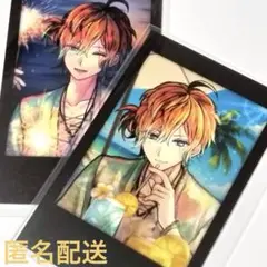 【匿名配送】テディ★夏の思い出チェキ風カード2枚★ノーマル★あくねこ